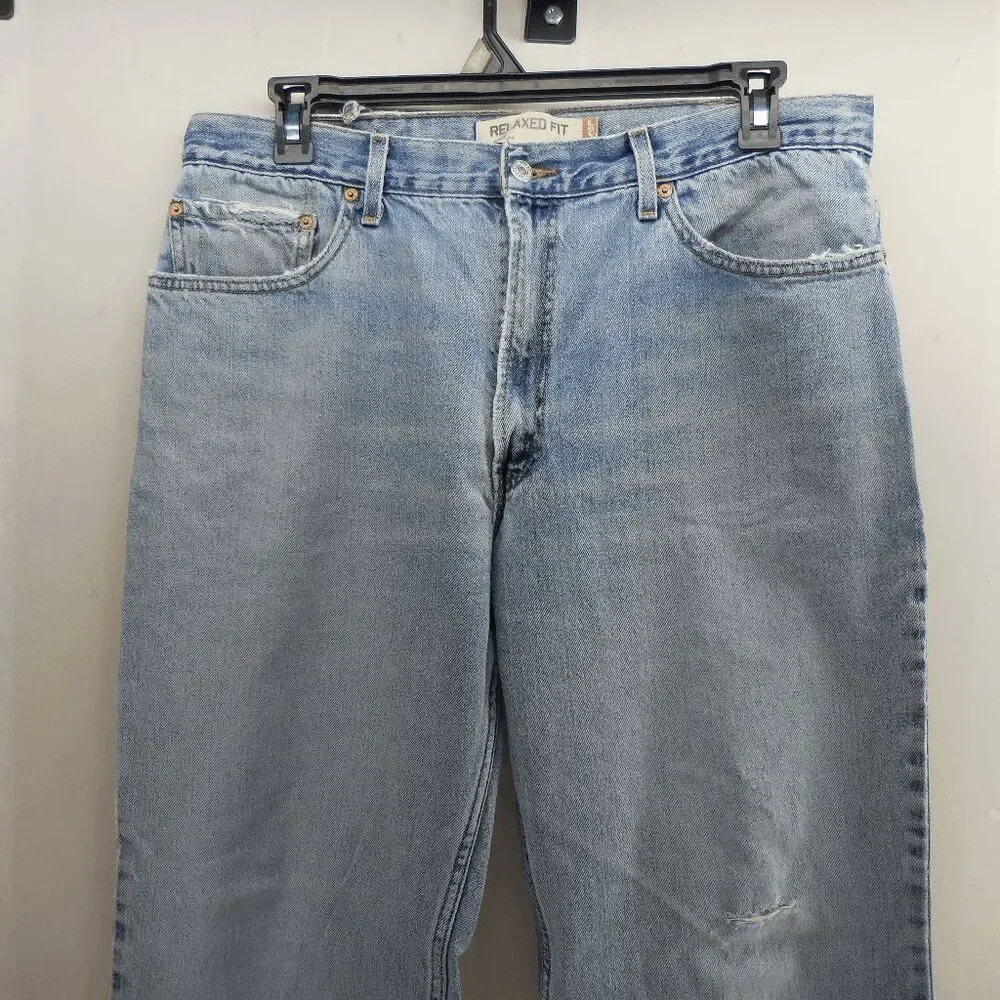 Levis 550 Men's Light Wash Thrashed Red Tab Relaxed Fit Jeans 38x34